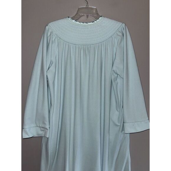Vtg Barbizon Flannel Nightgown Robe House Coat Zip Cottage Prairie Blue Large - Picture 8 of 14